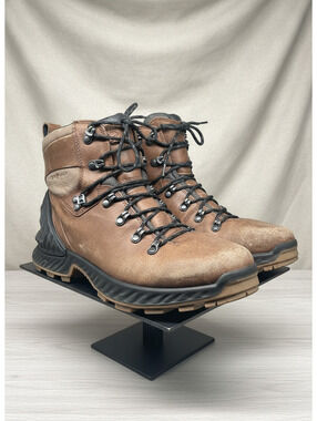 Ecco Hydromax Brown Leather Waterproof Hiking Boots, Size 43, Durable
